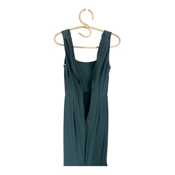 Cynthia & Sahar Square Neck Stretch Satin Mermaid Dress with Train in Evergreen - Picture 8 of 16